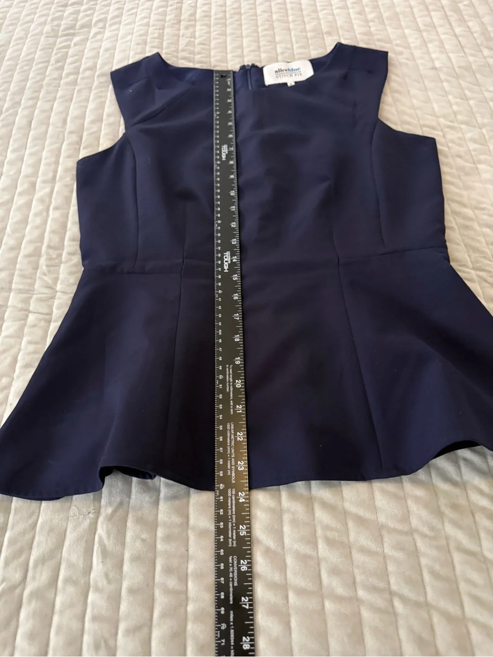 Alice Blue Navy Blue Sleeveless Peplum Top - Size M